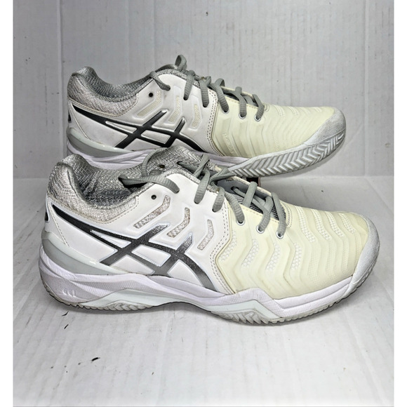 ASICS Gel Resolution 7 1/2 White Silver Size 7 1/2 Women - Picture 1 of 8